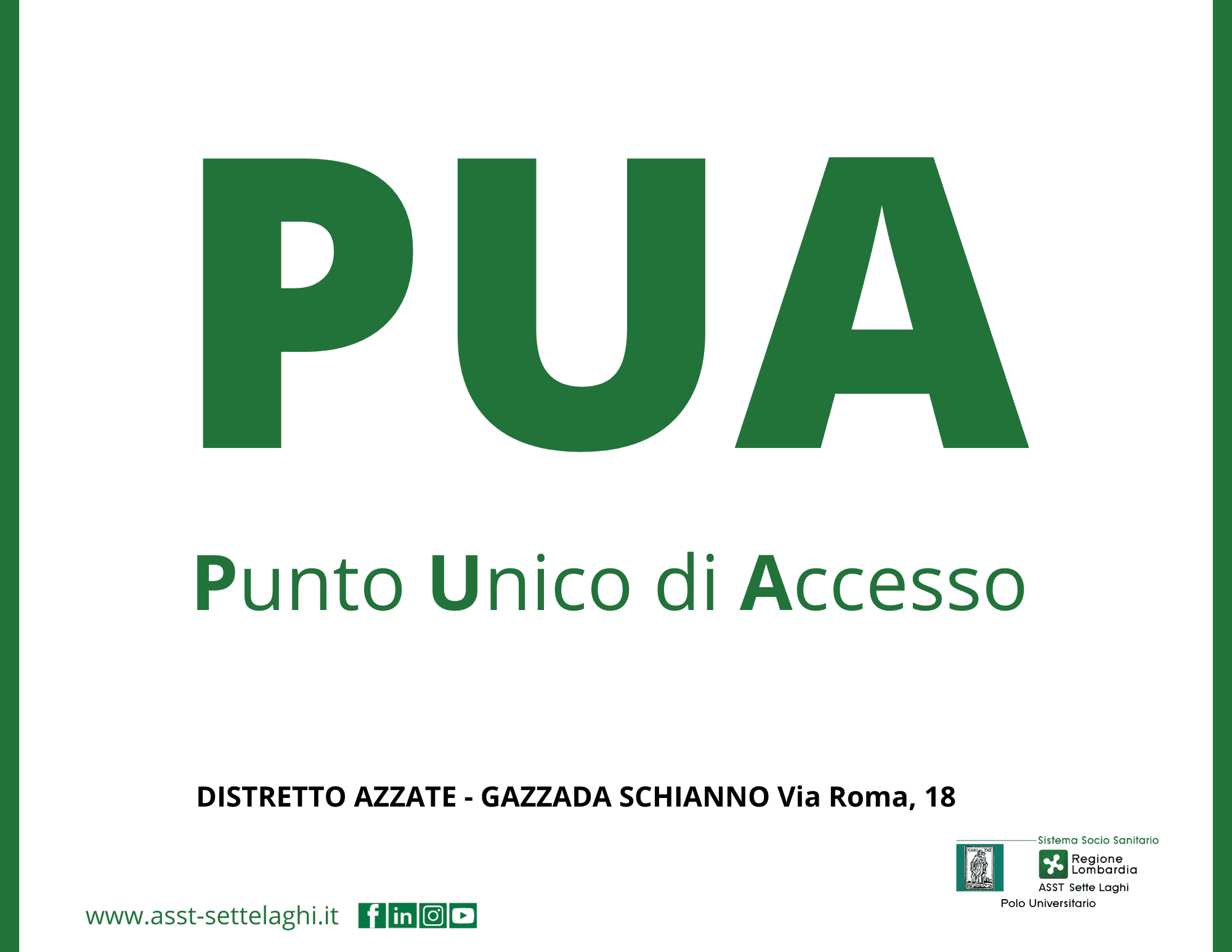 Da lunedì 8 settembre attivo il PUA nel Distretto di Azzate: un nuovo punto di accesso ai servizi sociosanitari