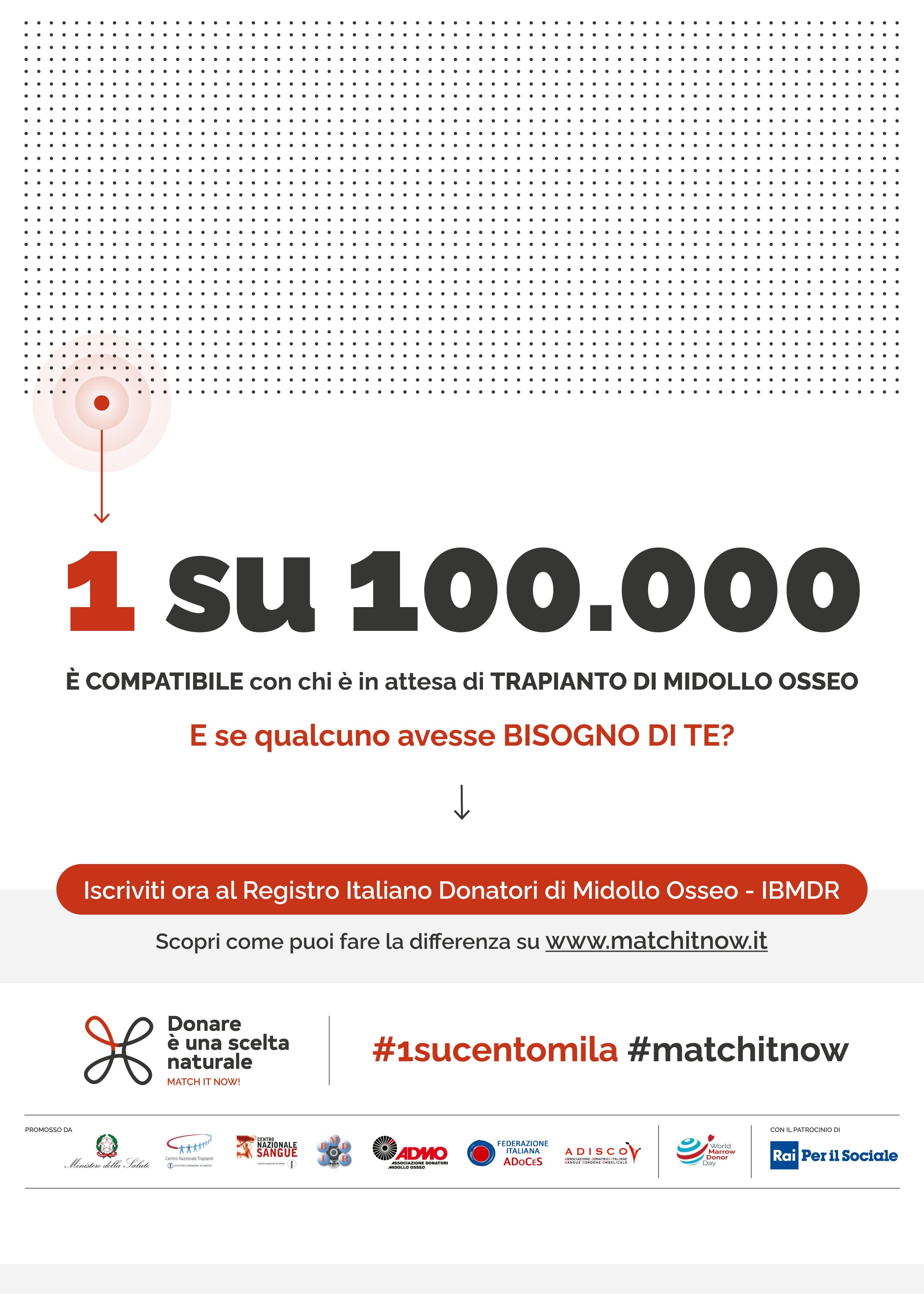 Torna da domani Match it Now, la campagna nazionale per reclutare nuovi donatori di midollo osseo.