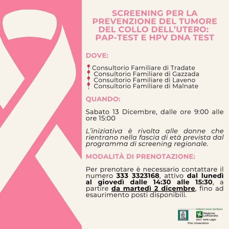 Screening per la prevenzione del tumore del collo dell’utero: pap-test e HPV DNA test nei consultori dell’ASST Sette Laghi