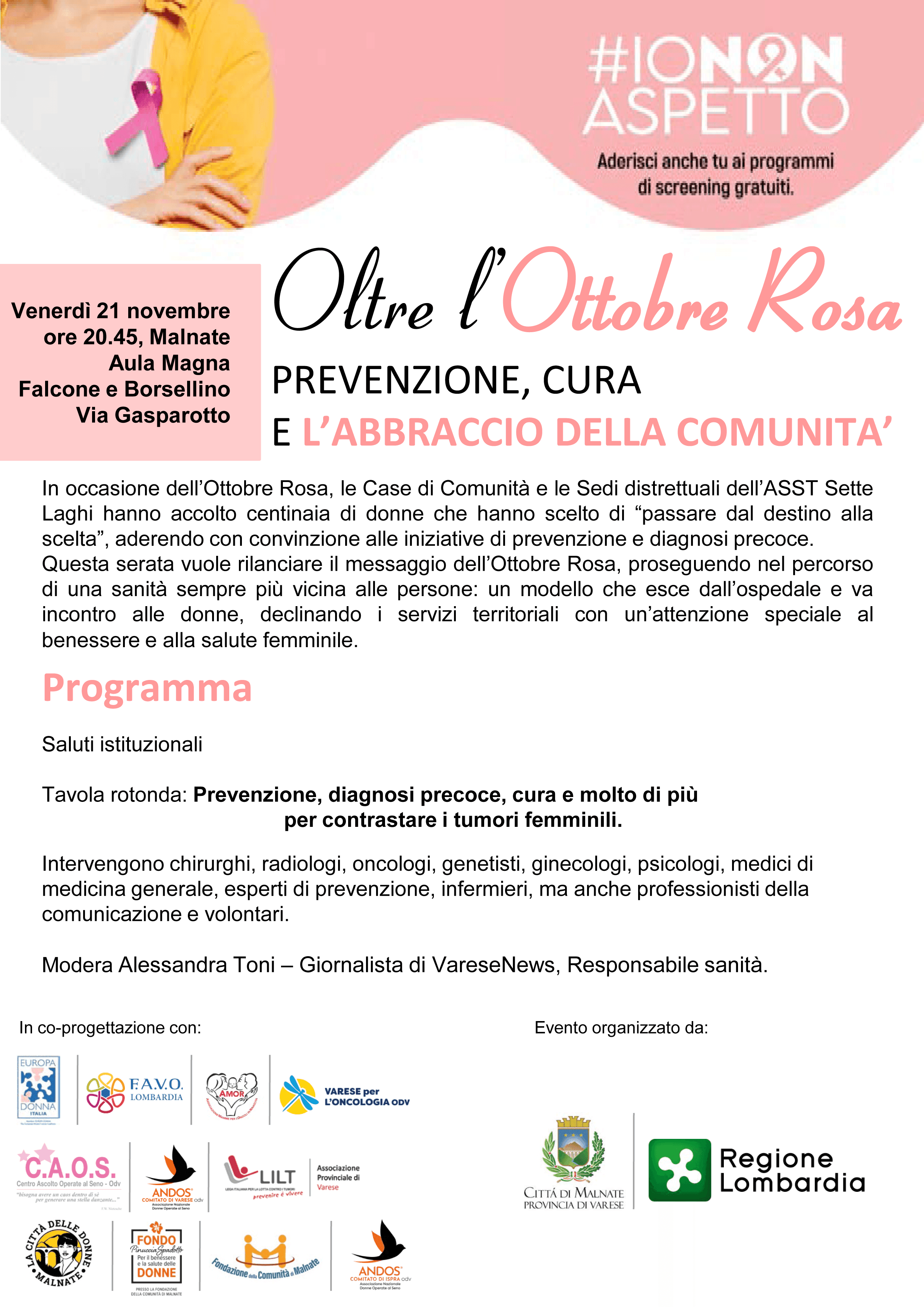 ASST Sette Laghi chiude l’Ottobre Rosa, ma resta accanto alle donne: a Malnate l’evento conclusivo per rilanciare la prevenzione tutto l’anno