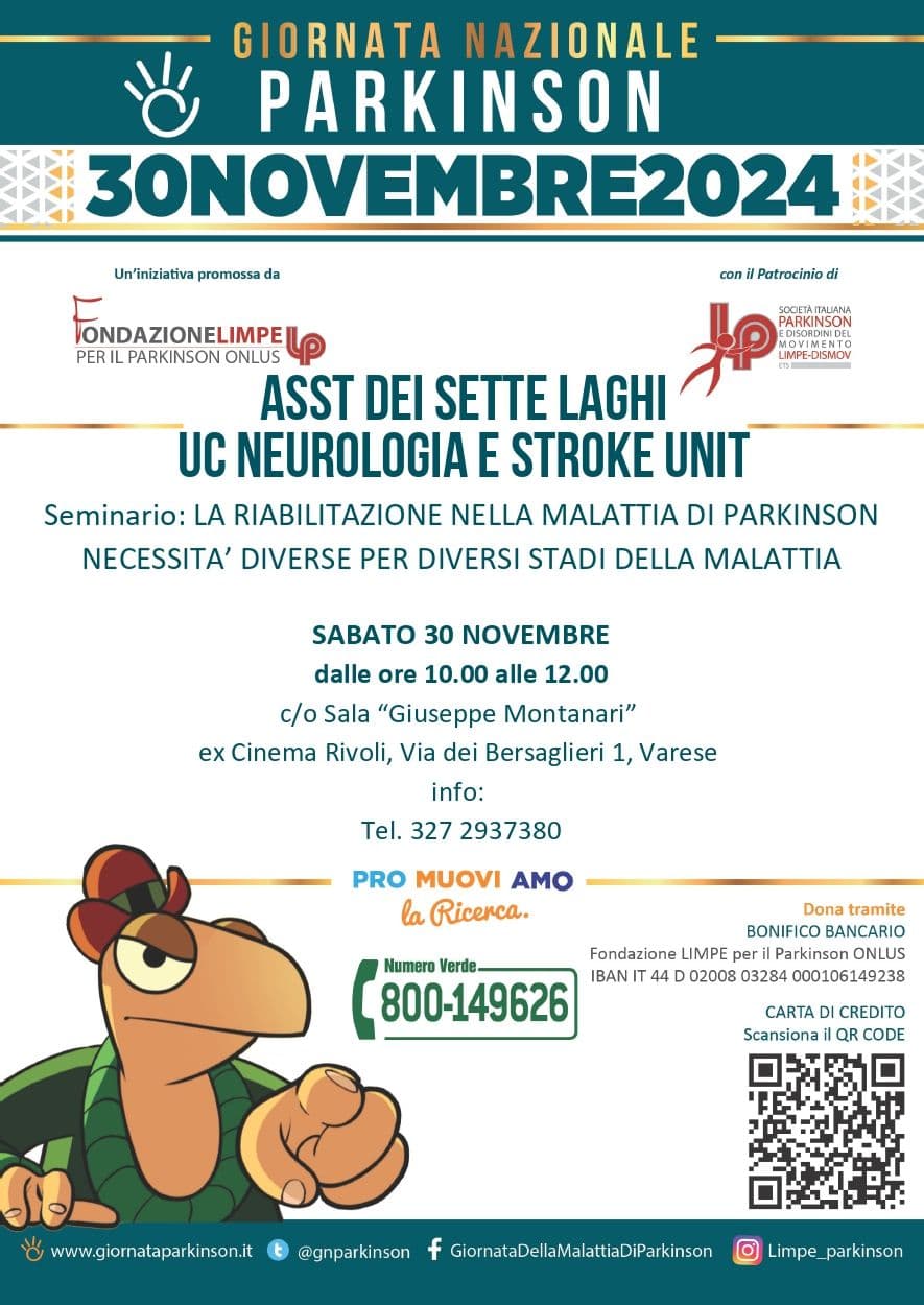 Giornata Nazionale Parkinson: la Neurologia varesina in prima linea per sensibilizzare sul tema e offrire terapie sempre più innovative