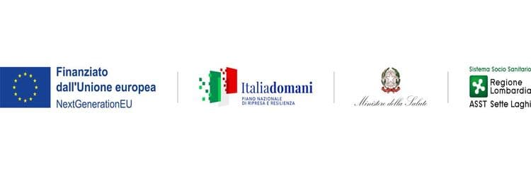 Banner istituzionale con i loghi “Finanziato dall’Unione europea – NextGenerationEU”, “Italiadomani – Piano Nazionale di Ripresa e Resilienza”, Ministero della Salute, Regione Lombardia e ASST Sette Laghi.